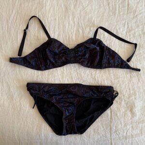 NWOT: Malia Mills Paisley print bikini Juliette Top (34 D) & Cinch bottom (8)